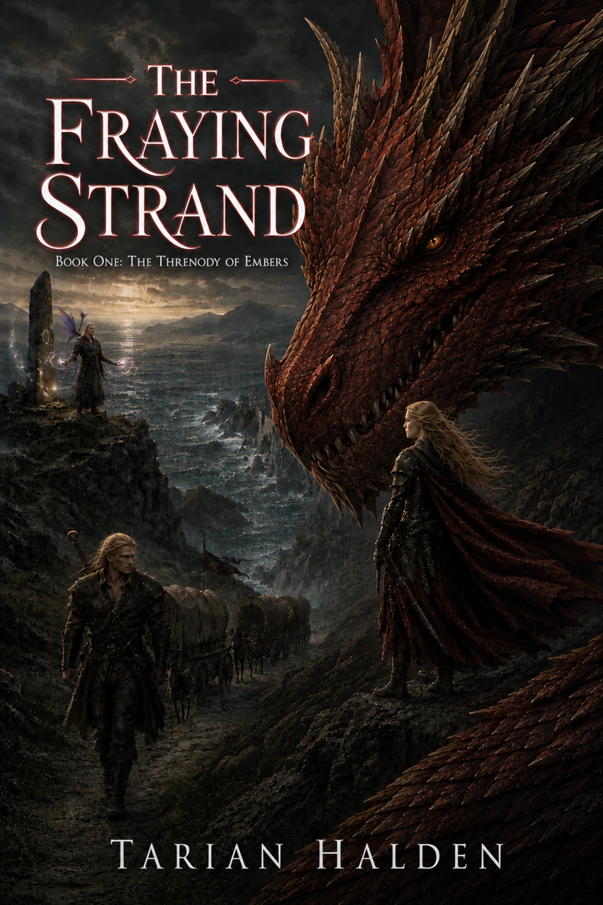 Working cover for The Fraying Strand by Tarian Halden